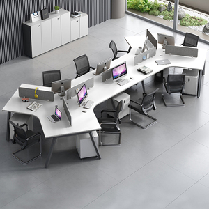 创意办公室职员办公桌3/4/5人位简约现代电脑卡座异形员工椅组合6
