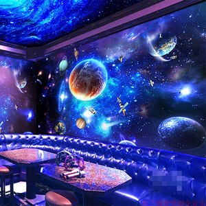 ktv包厢吊顶天花板宇宙太空壁画酒吧网咖酒店3D梦幻星空壁纸