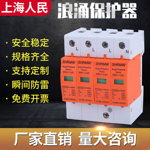 上海人民浪涌保护器一级二级电源开关2P4P避雷器380v电涌防雷模块