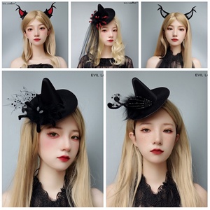 万圣节黑暗系巫女帽发箍lolita发饰洛丽塔恶魔蜘蛛小礼帽发夹发箍