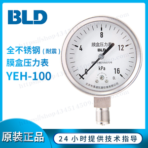 北京布莱迪全不锈钢膜盒压力表微压表  YEH-100径向轴向耐震