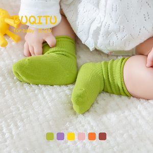 新生婴儿袜子春秋款宝宝秋季地板袜纯棉中长筒糖果堆堆袜可爱松口
