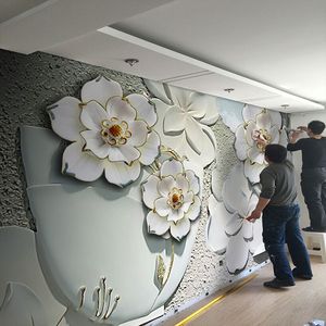 2024新款欧式客厅5d立体壁画沙发电视墙壁纸卧室轻奢背景墙纸花朵