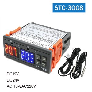 STC-3008电脑数显智能双控电子温控器双显双温 可调温控仪开关