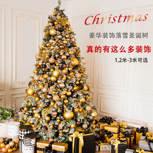 白色植绒圣诞树家用加密套餐1.2/1.5/1.8/2.1米3落雪酒店布置装饰