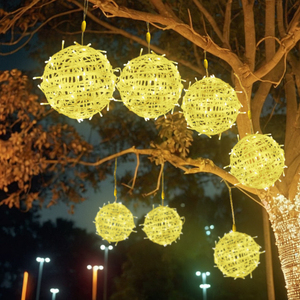 藤球灯挂树户外彩灯闪灯串灯满天星星室外发光灯球庭院布置氛围灯