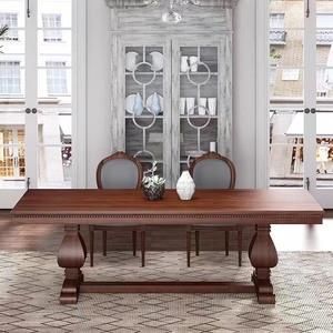 美式实木复古餐桌做旧长方形会客洽谈桌大型乡村茶桌咖啡桌大板桌