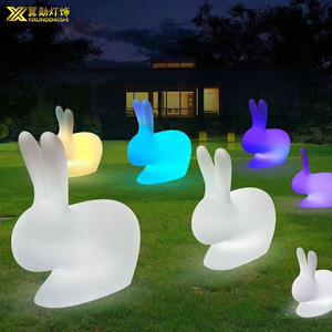 LED发光兔子户外活动七彩变色庭院草坪景观灯中秋装饰望月玉兔灯