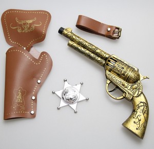 圣诞节化妆舞会道具复古西部牛仔枪玩具武器手枪套腰带章塑料海枪