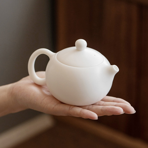 德化陶瓷羊脂玉白瓷茶壶泡茶单壶家用小功夫茶具套装茶道高纯创意