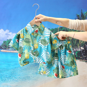 男童套装夏季海边沙滩服儿童短袖花衬衫港风宝宝度假衣服2024新款