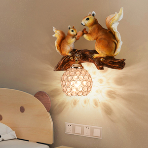 创意儿童壁灯男孩女孩卧室床头客厅书房美式田园动物装饰过道灯具