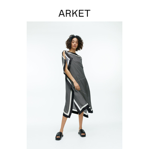 ARKET女装 条纹罩衫式一字领沙滩裙连衣裙2024夏季新款1172168001