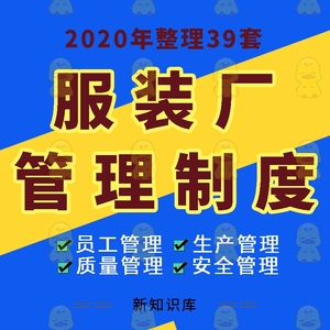 服装行业公司工厂员工考勤宿舍财务采购车间设备安全生产管理制度专业模板系统参考资料电子版基础全套日常用