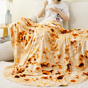 法兰绒毛毯大饼煎饼印度飞饼披萨搞怪食物毯子空调毯办公室午睡毯