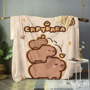 夏季纯棉卡皮巴拉capybara空调被全棉水豚幼儿园寝室夏凉被薄被子