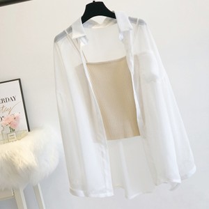 新款 衣女夏季2024年韩版冰丝透气薄纱款防晒服白色雪纺上衣潮