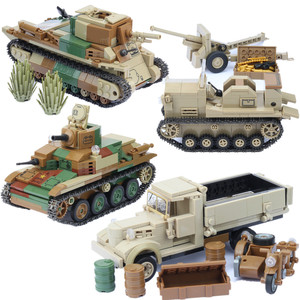 全冠军事人仔八路军德军士兵装甲车人偶武器益智拼装男孩积木玩具