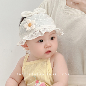 婴儿帽子夏季薄款小月龄女宝宝囟门帽空顶遮阳帽婴幼儿护头卤发带
