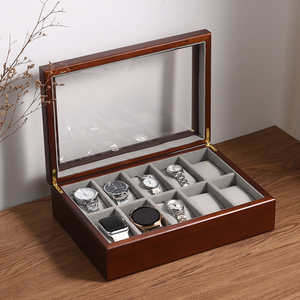 高端木质家用女士智能手表收纳盒透明手表盒