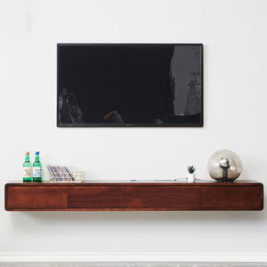 悬空电视柜壁挂小型简易胡桃色上墙挂壁悬浮电视机柜纯实木悬挂式