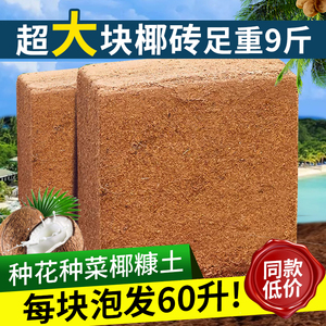 椰砖营养土花土养花种菜通用型椰子壳9斤大块脱盐椰糠砖种植土壤