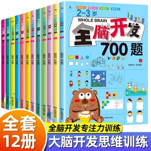 全脑开发700题题思维训练书全套儿童逻辑专注力绘本2-3岁45-6岁1000题幼儿益智书籍幼儿园中班宝宝左右脑智力大开发两三岁早教图书