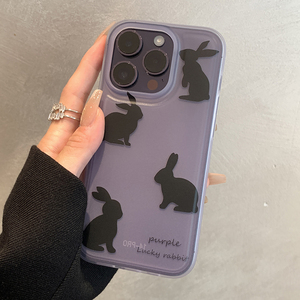橡胶果子ins紫色微透可爱兔子适用iPhone15promax手机壳苹果14pro磨砂不粘指纹13防摔12软硅胶11新款小众原创
