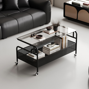 小户型可移动式客厅家用玻璃茶几不占空间网红简约现代高级感茶桌
