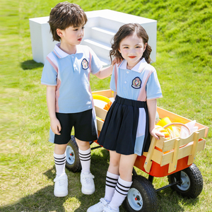 幼儿园园服夏装蓝色短袖运动会毕业照六一夏季班服套装小学生校服