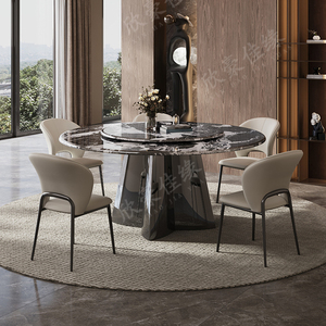 大理石餐桌圆桌超晶石意式极简天然奢石现代轻奢微晶石小户型餐桌