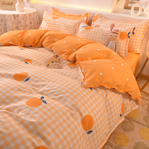 娜朴小橙子水洗棉被套单件单人1.5米儿童150x200双人卡通被罩床单
