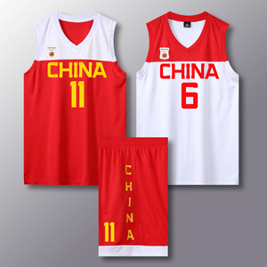 中国队男篮球衣美国篮球服世界杯套装定制双面训练比赛儿童背心女