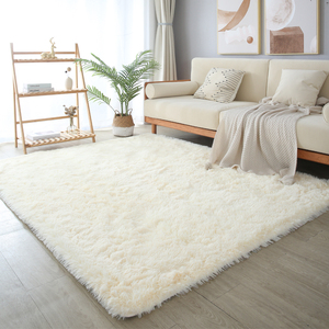 奶油风白色加厚长毛绒客厅地毯卧室床边地垫法式沙发茶几毛毛垫子