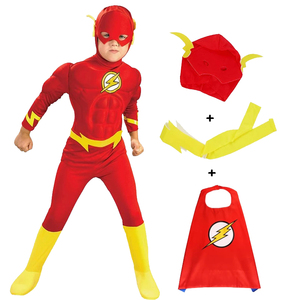 新款闪电侠儿童服装男孩超级英雄衣服cos万圣节装扮动漫人物服装