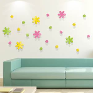 温馨小花朵遮瑕客厅床头沙发背景亚克力墙贴画房间布置自粘装饰品