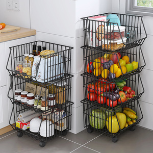 果菜篮置物架落地多层蔬菜玩具收纳家用厨房转角台面可移动储物架