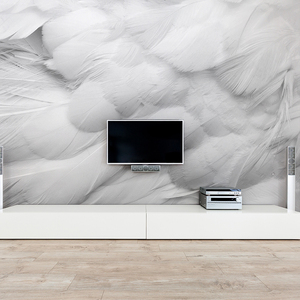 3d立体北欧风壁布艺术抽象羽毛壁纸沙发客厅电视背景墙纸卧室壁画