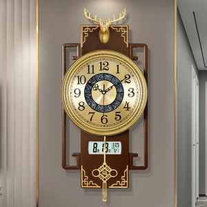 新中式轻奢挂钟客厅家用时尚网红挂墙挂表2024新款装饰大气时钟表