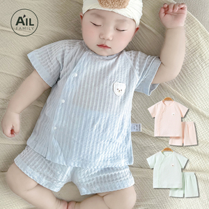 宝宝短袖套装夏季薄款纯棉婴儿衣服装新生幼儿分体两件套3-6个月