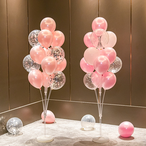 粉色女孩周岁生日快乐派对宴会氛围装饰场景布置用品桌飘地飘立柱