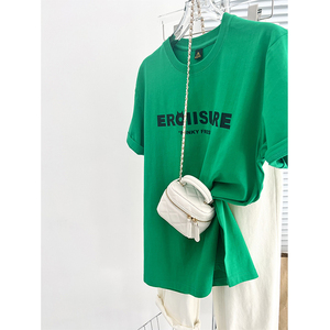 洋气减龄机能风辣妹设计感小众上衣草绿色短袖t恤女新款2024夏季