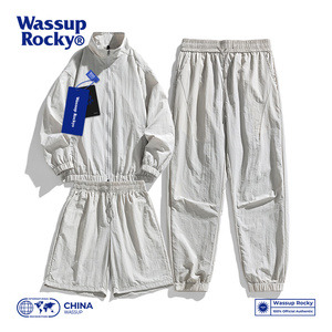 WASSUP ROCKY夏季山系薄款冰丝运动套装男女速干防晒衣夹克三件套