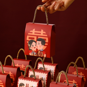 婚庆糖盒结婚喜糖盒子婚礼糖果纸盒装喜糖袋子手提伴手礼盒中国风
