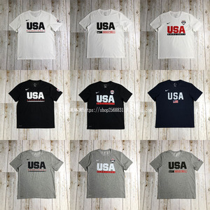 美国男篮短袖USA世界杯国家队热身训练服男子篮球运动透气速干T恤