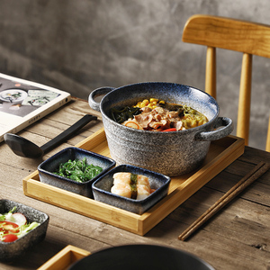 创意拉面碗日式一人食餐具单人双耳牛肉汤面碗碗盘碟套装家用碗碟