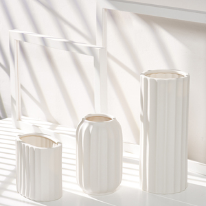 简约创意北欧白色陶瓷水养干花花瓶家居装饰客厅餐桌书房插花摆件