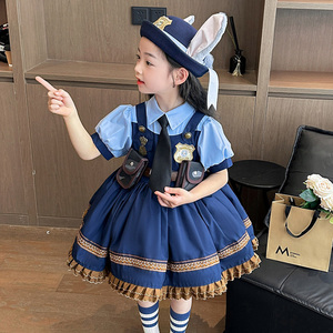 兔子警官衣服儿童COS疯狂动物园朱迪套装女童迪士尼公主连衣裙子