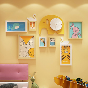 儿童房装饰画幼儿园墙面壁画创意男女孩卡通卧室房间床头挂画组合