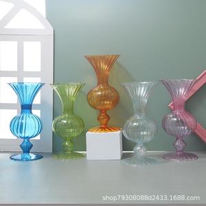 花瓶小高级感玻璃ins风北欧复古奶油色莫兰迪色桌台插花花器装饰